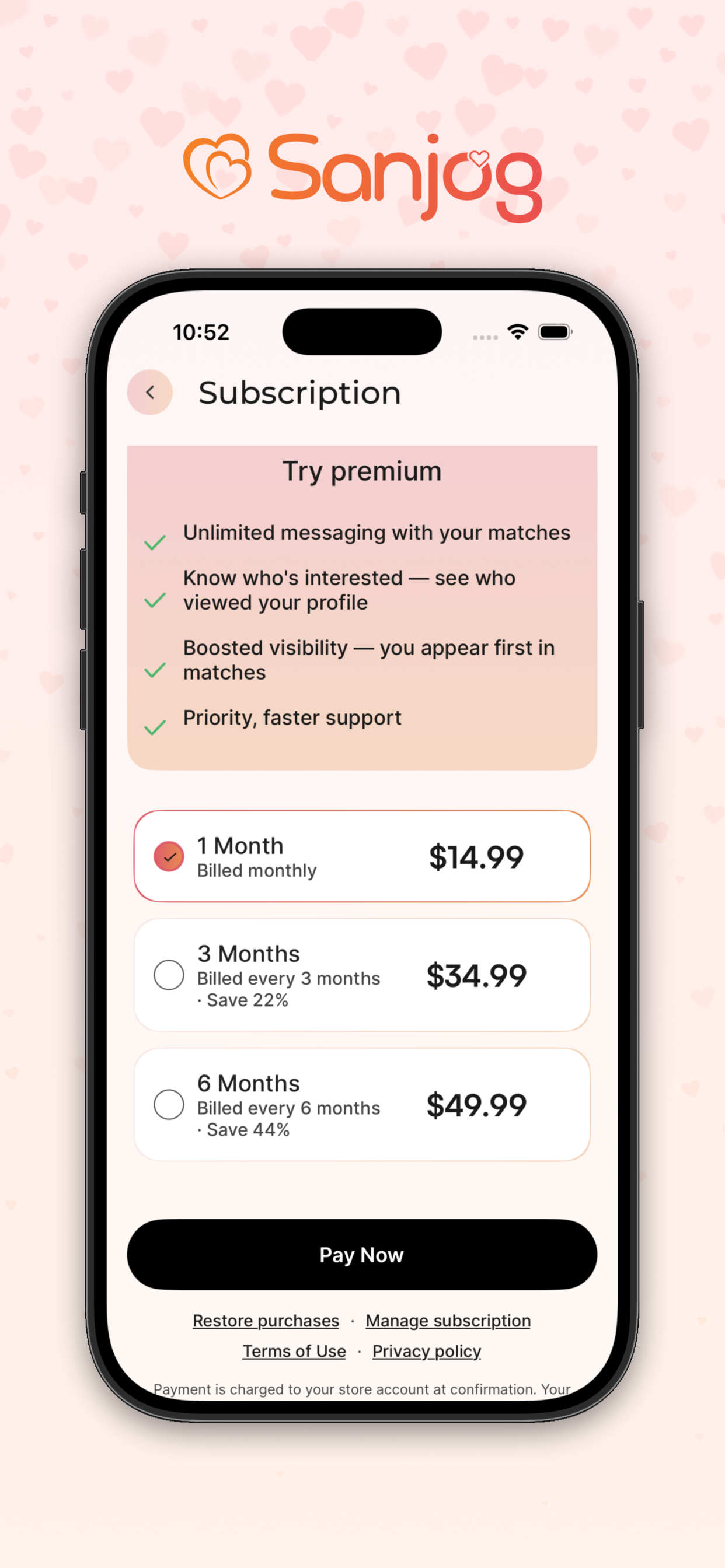 Sanjog subscription screen
